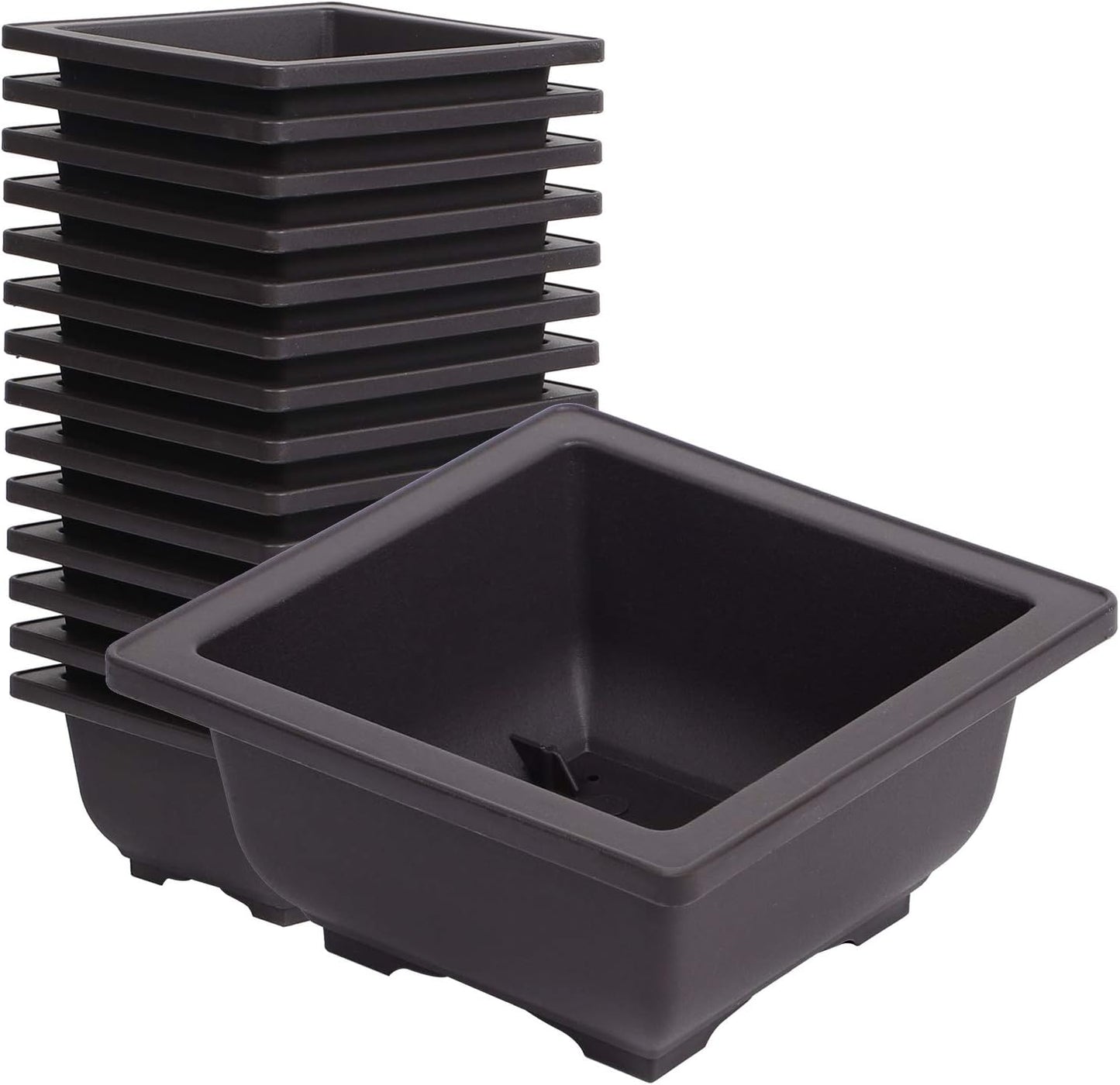 KINJOEK 15 PCS 6.7 Inch Plant Pot, Square Plastic Bonsai Training Pots, Flower Succulent Pots Container for Garden, Indoor, Home Decorative