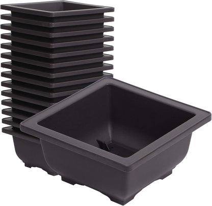 KINJOEK 15 PCS 6.7 Inch Plant Pot, Square Plastic Bonsai Training Pots, Flower Succulent Pots Container for Garden, Indoor, Home Decorative