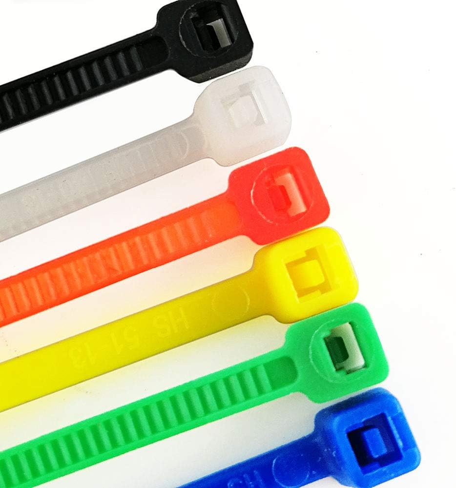 HS Colored Zip Ties Neon Small Nylon Wire Ties Assorted 6 Colors (Green,Yellow, Black, White, Blue, Red) 4 Inch for Crafts,Bulk 600 Pack