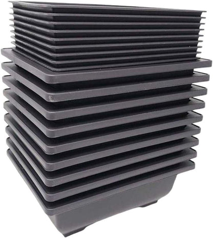 Bonsai Training Pots Humidity Trays - Built in Mesh, 6-Inch Large Planters + Made from Durable Shatter Proof Poly-Resin, 9-Pack Pot Set