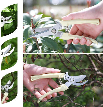 BUGUI Garden Shears Set of 2, Includes 1 Bypass Pruning Shears and 1 Straight Blade Garden Scissors, Sharp, Lightweight