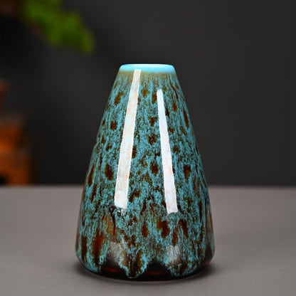 Ceramic Bud Vase Set, Fambe Blue Glazed Finish, Decorative Flower Vases (Blue-Set of 6)