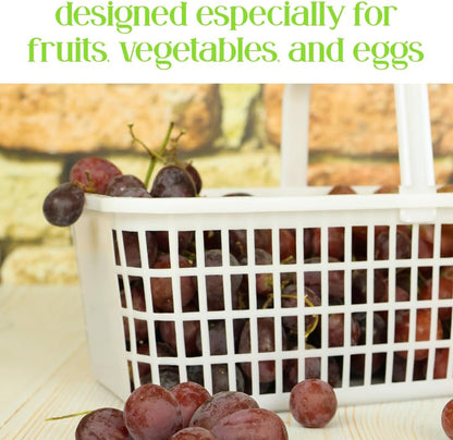 6 Pack – 4 Quart/Half Peck White Plastic Garden Basket for Gathering Vegetables and Fruits – Harvest Apples, Berries, Peaches or Tomatoes