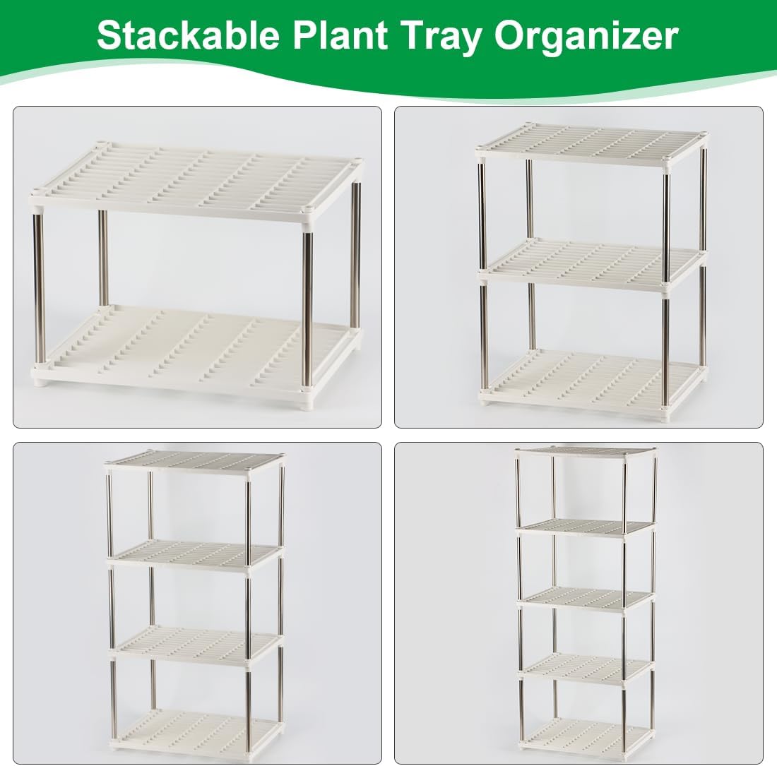 5 Layer Sprouting Tray Storage Shelf, Plant Shelf Nursery Pot Seeding Tray Container Shelves Indoor/Outdoor Plant Rack Holder (White)