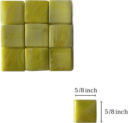 SMEIINIK 1.1lb/500g Square Mosaic Tiles for Crafts Bulk,Glass Tiles for Art Mosaic Projects, Iridescent Stained Glass Pieces for Mosaic Works (CWJ902-11)