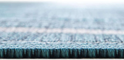 Unique Loom Outdoor Border Collection Area Rug - Soft Border (12' Square Teal/Ivory)