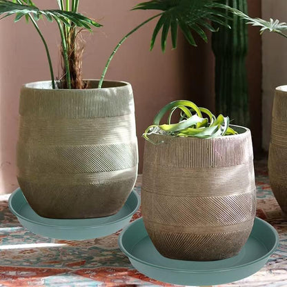 4 Pack of 16 inch Plant Saucer (13.5" Base), Heavy Duty Plastic Plant Tray for Pots, Flower Water Trays for Indoors, Bird Bath Bowls, Plant Drip Saucers for Planter 14"/15"/16" (Green)