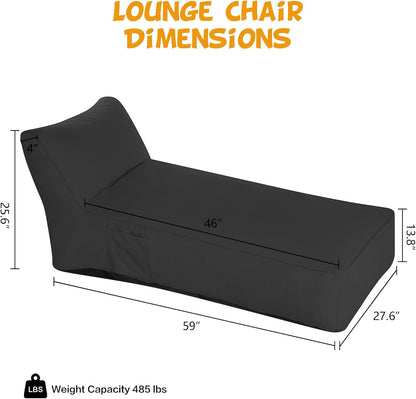 Modern-Depo Outdoor Chaise Lounge Chair, Sunbed UV Resistant Sofa Couch Patio Furniture Waterproof Outside Sunlounge Reclining Sunbathing Bed Comfy Single Chaise Daybed for Garden, Pool, Beach, Black