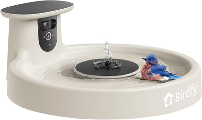 Birdfy Smart Bird Bath with Camera Solar Powered & Fountain, Dual-Lens Camera for Wildbird Watching, Auto Capture Bird Videos & Motion Detection - AI Lifetime Version (Yellowstone)