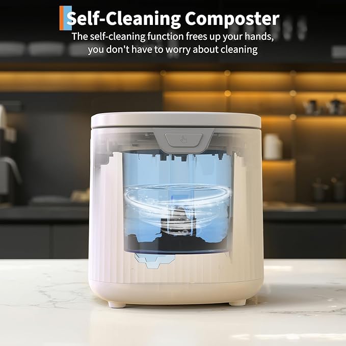 2.5L Fully Automatic Kitchen Compost Bin,Indoor Electric Food Waste Recycler with One-Click Cleaning & LED Display,Fast Fermentation to Organic Fertilizer,Eco-Friendly Countertop Composter