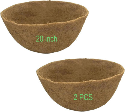 Coco Liners for Planters 20 Inch 2PCS Replacement Coco Fiber Basket Liner for Round Baskets Garden Containers