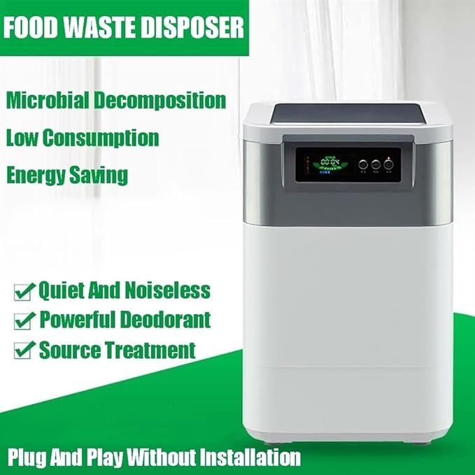 Smart Waste Kitchen Composter, Electric Kitchen Composter, 3L Home and Kitchen Composting Bin, Countertop Automatic Food Waste Cycler, Turn Garbage to Compost with Single Button(Grey)