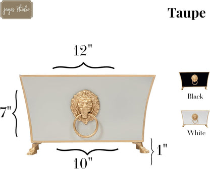 Jaye's Studio Paws and Claws Regency Fluted Rectangular Cachepot, Taupe Metal Planter for Indoor Plants, Rectangle Flower Plant Pot, Wedding Decor Centerpiece Planter, 12 Inch