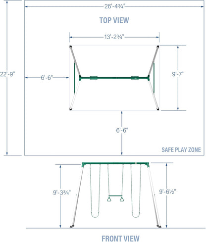 Backyard Discovery Big Brutus Galvanized Steel Swing Set Kit with Classic A-Frame, Two Belt Swings, One Trapeze Bar, Easy Assembly, Heavy-Duty Powder-Coated Steel, Weather-Resistant, Outdoor Playset