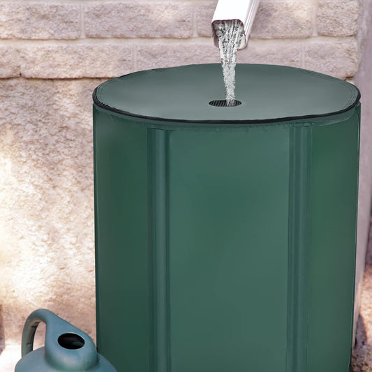 Happygrill 53 Gallon Collapsible Rain Barrel, PVC Rain Water Collection Barrel with Spigot Water Storage Container & Top Mesh, Portable Rain Barrels to Collect Rainwater from Gutter for Garden Lawn