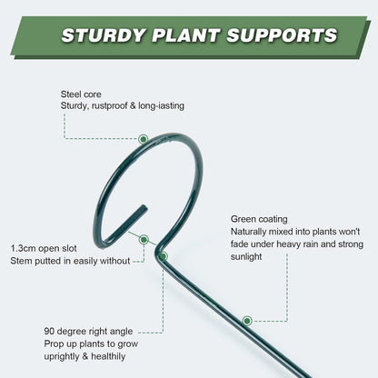 Joyhalo 12 Pack Plant Support Stakes 36 Inches, Plant Stakes, Flower Stakes with 24 Twist Ties, Garden Sticks for Plants Hibiscus, Sunflower, Red Hot Poker, Hydrangea, Tomato, Sapling Etc