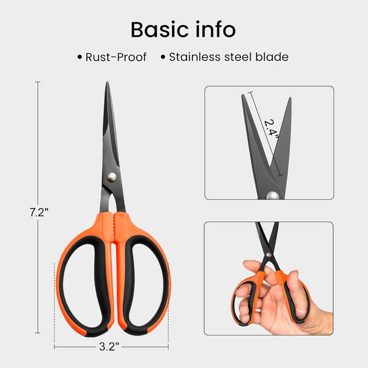 GROWNEER 6 Packs Trimming Scissors Teflon Coated Non Stick Blades Pruning Shears Gardening Hand Pruning Snips with Straight Stainless Steel Precision Blade