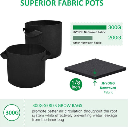 12-Pack 2 Gallon Thickened Non-Woven Grow Bags, Aeration Fabric Pots with Handles