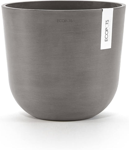 Ecopots Oslo Durable Modern Round Indoor/Outdoor Recycled-Based Composite Flower Pot Planter, Taupe, 10"