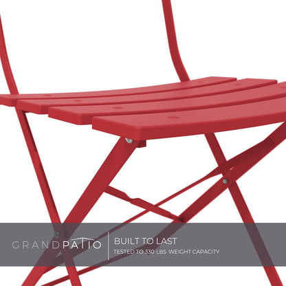 Grand Patio Premium Frame Patio Bistro Set, Folding Outdoor Patio Furniture Sets, 3 Piece Patio Set of Folding Patio Table and Chairs, Red