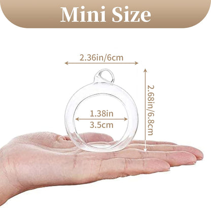 Sziqiqi Hanging Glass Globes Orbs Tea Light Candle Holders fillable with Trinkets for Wedding Ornaments, Wedding Birthday Christmas Party Centerpiece Accessory 2.36inch 30pcs +6 Extra