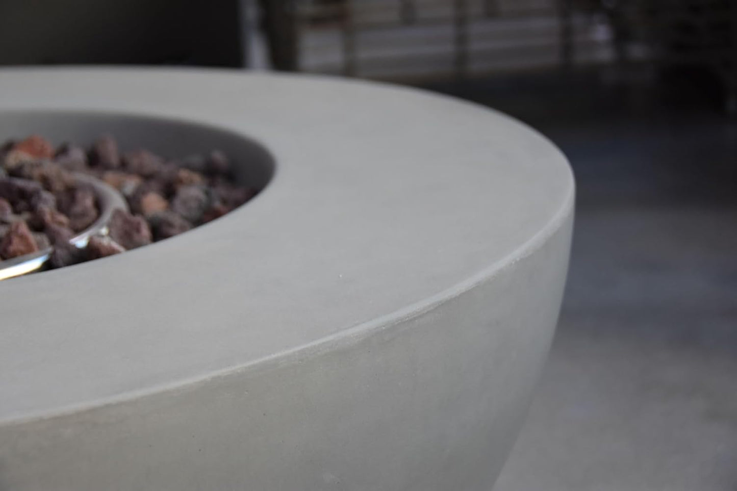 AMS Fireplace | Modeno Roca Package | Light Gray Natural Gas Fire Pit Table for Outdoor Patio Bundle with Wind Guard and SS Burner Lid | Free Rubber Mat & Ice Bucket