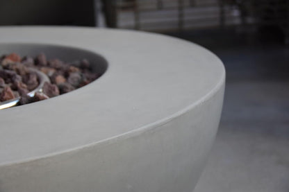 AMS Fireplace | Modeno Roca Package | Light Gray Natural Gas Fire Pit Table for Outdoor Patio Bundle with Wind Guard and SS Burner Lid | Free Rubber Mat & Ice Bucket