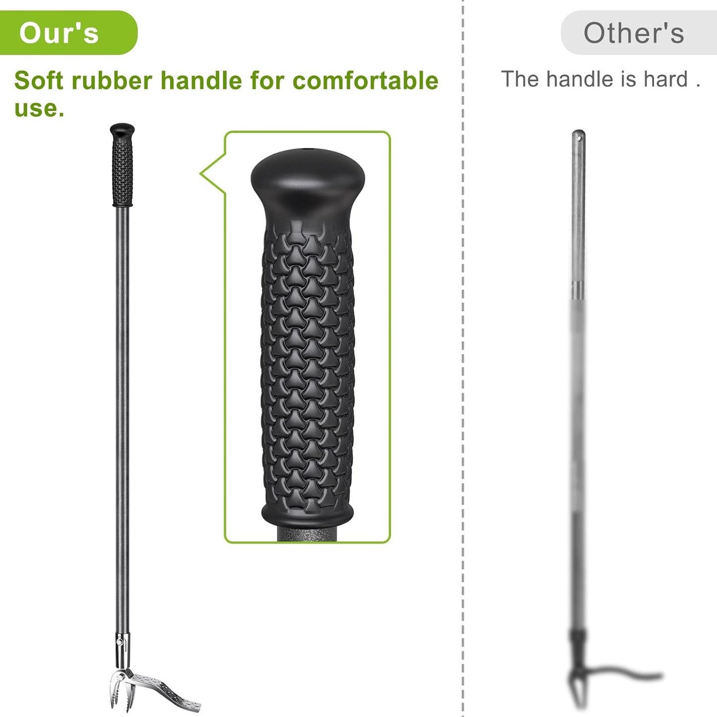 Dolibest 45'' Stand-Up Weeder Puller Tool, Manual Weeding Tool with Curved 4-Claw Steel Head, Non-Slip Handle, Weed Remove Tool for Lawns/Garden Use, Without Bending or Kneeling