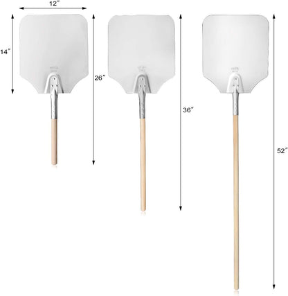 New Star Foodservice 50158 Aluminum Pizza Peel, Wooden Handle, 12 x 14 inch Blade, 26 inch overall