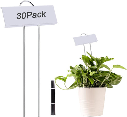 30pcs Plant Labels for Outdoor Garden Waterproof Plant Markers for Outdoor Plants, 11inch Metal Plant Tags and Labels Garden Markers for Seedlings Herbs Vegetable Greenhouse Gifts (White)