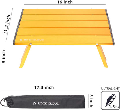 Rock Cloud Portable Beach Table Aluminum Ultralight Folding Camping Table, Yellow