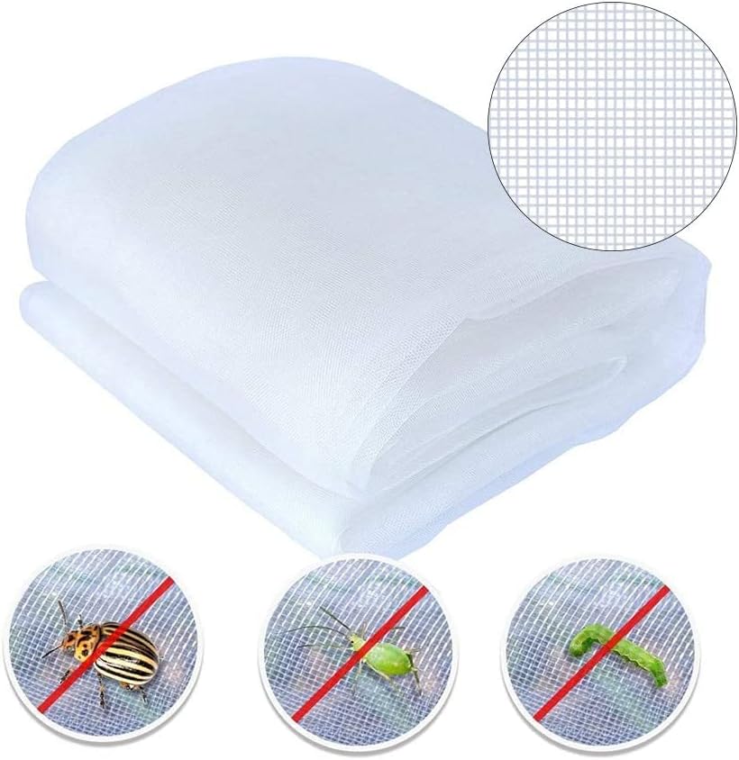 Agfabric Garden Netting 10'x50' Insect Pest Barrier Bird Netting for Garden Protection,Row Cover Mesh Netting for Vegetables Fruit Trees and Plants,White