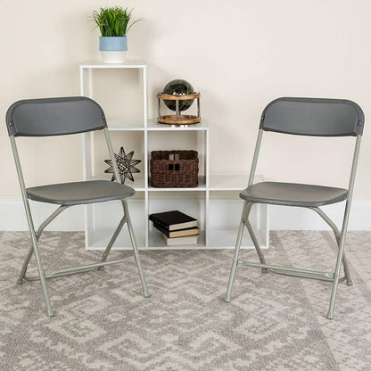 Flash Furniture Hercules Series Plastic Folding Chairs for Parties and Weddings, Stackable Commercial Event Seats, Set of 10, Gray
