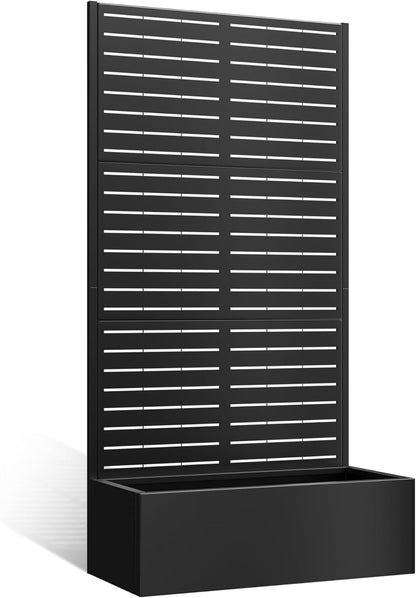 TOAOTBNBO Metal Planter Box with Trellis, Heavy-Duty Raised Garden Bed for Climbing Plants, Drainage Hole, Outdoor Planter Box with Privacy Screen，35''L×16''W×71''H