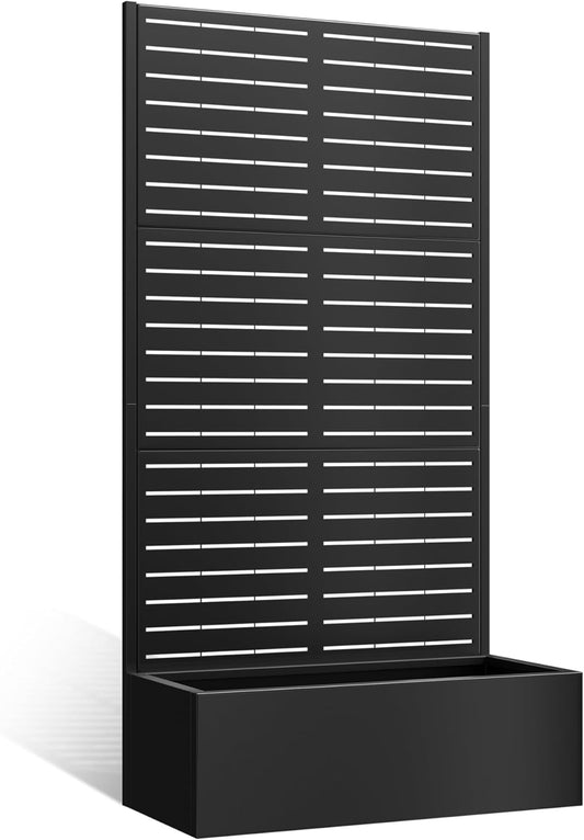TOAOTBNBO Metal Planter Box with Trellis, Heavy-Duty Raised Garden Bed for Climbing Plants, Drainage Hole, Outdoor Planter Box with Privacy Screen，35''L×16''W×71''H