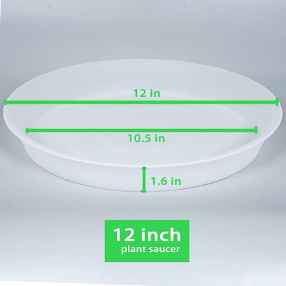 2 Pack of 12 inch Plant Saucer, 1.7" Depth Tray, Large Deep Garden Plastic Flower Planter Plant Trays for Indoors Outdoor Bath Bath (12", Clear)