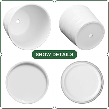 6.7 + 5.5 Inch Plant Pot, Ceramic Planter with Drainage and Saucer，Ceramic Pots for Plants, Indoor Plant pots，Succulent Orchid Flower Pot(Pure White)