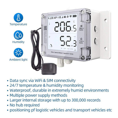 Ubibot Thermometer Hygrometer, Wireless Temperature Data Logger, Remote Humidity Monitor for Refrigerated truck Free App Email Alarm, IFTTT 2.4GHz only (GS1-PL4G1RS WiFi & SIM GPS Location Tracker)