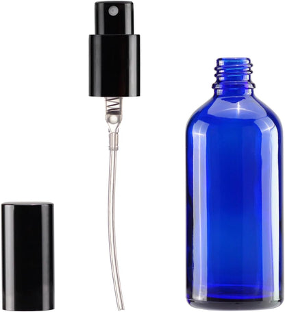 YIZHAO Blue Glass Spray Bottles 4oz, with Small Fine Mist Spray, Metal Cap, Refillable for Essential Oil,Travel,Cleaning,Perfume,Aromatherapy,Makeup – 9 Pcs