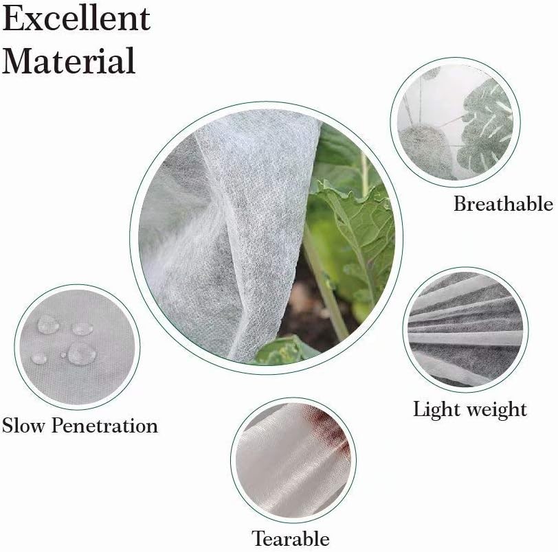 Agfabric Plant Covers Freeze Protection H39 xDia39 0.9oz Freeze Cloths for Plants Plant Frost Protection Covers Drawstring Bags Shrub Jacket,White,2 Pack