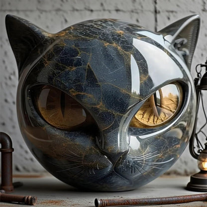 Luxury Black Cat Stone Sculpture, Elegant Home Décor & Gift-Ready Art Piece, Hand-Carved Crystals and Healing Stones Carved, Cute Decoration Gemstones Gifts for Cat Lovers Women Men (E)