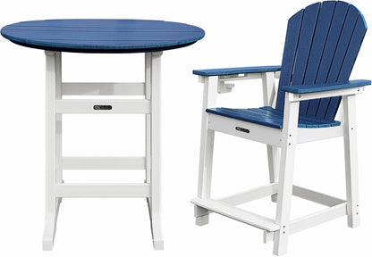 Patio Bar Tables, Outdoor Bar Table, Tall Adirondack Chairs Patio Bar Tables Set (Navy Blue, 2 PCS Set)