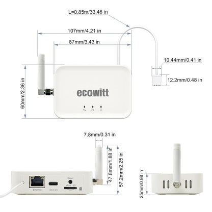 Ecowitt GW3000 Wi-Fi & Ethernet Weather Station Gateway, with Built-in Temperature, Humidity and Barometric Sensors with SD Card Port, 915 MHz