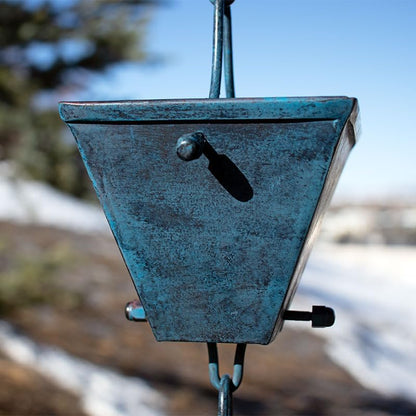 Nutshell Stores Medium Square Cups Rain Chain - Patina - 19 Feet