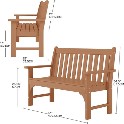 Garden Bench, Farmhouse Park Front Porch for Entryway Bench Outdoor Seating Low Bench Patio Bench Outside/Indoor, Teak