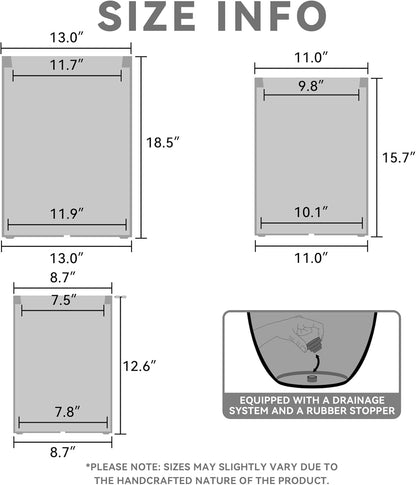 Kante 18.5",15.7",12.6" H Tall Rectangular Concrete Planters Set of 3, Outdoor Indoor Lightweight Plant Pots with Drainage Hole and Rubber Plug, Modern Style for Home Garden Patio, Slate Gray