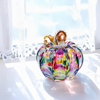 Luke Adams Glass | Handmade Glass Pumpkins | Handmade Table Top Home Decor (Squat, Jewel)