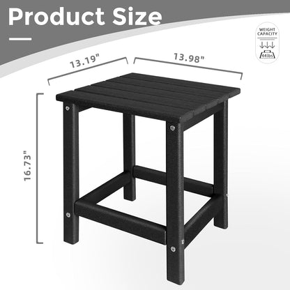 Adirondack Side Table Outdoor, HDPE Small Outdoor Table for Patio,Outside End Table for Porch, Deck, Pool, Weather Resistant/Easy Maintenance/Indoor or Outdoor Use, Back