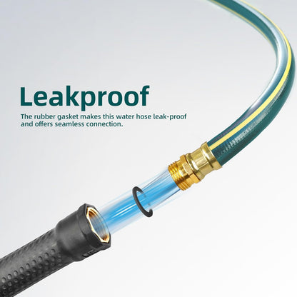 Solution4Patio Homes Green Garden Hose 3/4 in. x 25 ft. -Kink Free, No Leaking, Male/Female Fittings -Heavy Duty Durable Flexible Lightweight Water Pipe -Brass Aluminum Ends for Household & Commercial