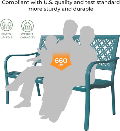 Grand patio 50" Outdoor Bench Garden Bench with Armrests Bench for Outdoors Lawn Yard Porch Lake Shore